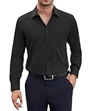 siliteelon Hemd Herren Langarm Schwarz Hemden Bügelfrei Anzug Business Herrenhemd Regular Fit Herren Hemd mit Tasche Beerdigung