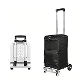 Sackkarre Klappbar 100% Aluminium Leicht Transportwagen Tragbare Rollwagen 26L Tragfähigkeit 2 Expanderseilen Inklusive Geeignet Für Lager Umzüge Camping Einkäufe (B-Mit Einkaufstasche)