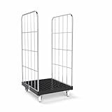 Abrollwerk Rollbehälter 724x815x1350 mm, 2-seitig, inkl. schwarzer Kunstoffplatte (500 kg Traglast), robuster Gitterwagen, verzinkt, Gitterrollwagen für Garage, Lager, Transport und Logistik
