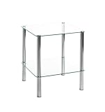 HAKU Möbel Beistelltisch Chrom, Metall, Sicherheitsglas - Maße: B 39 cm x H 47 cm x T 39 cm, Style: Modern