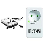 Eaton 3S Mini USV 36W 9/12/15/19 Volt DC - Ideal zum Schutz von Internet-Routern (z.B. Fritz!Box), IP-Kameras & Protection Box 1 TEL@ DIN - Steckdosenadapter mit Überspannungsschutz - weiß