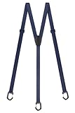 Olata Schmale Y-Hosenträger mit Kunststoff-Karabinerhaken – 2 cm Breit, Elastisch. Blau