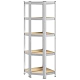 vidaXL Eckregal mit 5 Böden Silbern Stahl & Holzwerkstoff, Garagenregal, Garagenregal, Schwerlastregal, Industrieregal, Lagerregal, Werkstattregal