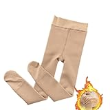 Yeeteepot Mädchen Warm Strumpfhose Winter Gefüttert Leggings Kinder Einfarbig Strumpfhosen Weiche Leggings Thermo Verdicken Hose Strümpfe Braun Plus Samt, M