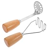 VALICLUD 2 Stück Kartoffelstampfer aus mit Holzgriff Langlebiger Gemüsestampfer für Kartoffelpüree Babybrei und Fruchtpüree Küchenwerkzeug für Vielseitige Verwendung
