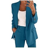 Hosenanzug Für Hochzeit Damen Büro Sportanzug Damen Hosenanzug Elegant 2 Teilig Blazer Und Anzughose Einfrabige Damenanzug Freizeitanzug Damen Leinen Hosenanzug Trainingsanzug（4-Navy，XL）