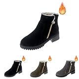 Warme Stiefel für Damen – Schneestiefel für Damen, weite Passform, mit Pelz gefüttert, leichte Outdoor-Damenstiefel, plus Samt, kurze Stiefel, mittlere Wade, seitlicher Reißverschluss, lässig,