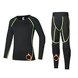 Hotfiary Kinder Thermal Base Layer Set, Jungen Mädchen Langarm-Tops mit Ellbogen Pads & Leggings mit Knie Pads Compression Suit, Jugend Athletic Shirt Tights & Bottom Pants für Fußball Fußball Basketb