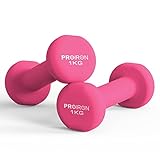 PROIRON Neopren Hanteln Kurzhanteln Frauen Hantelset Kleine Hantel Kurzhantel Set (2er-Set) (Rosa/2×1kg)