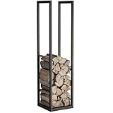 NWELD Kaminholzregal Aussen Brennholzregal Außen LOFT - Holzlager Holzunterstand für Kamin 120 x 30 x 30 cm, Metall Schwarz Matt, Industriedesign Holzhalter, Feuerholz Kaminholzregal Innen