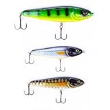 Zite Fishing Jerkbait-Set 12-15cm - Jerk Wobbler Angel-Köder Hecht-Angeln - 3 Fängige Neon-Farben UV-Aktiv