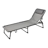 XL Relax Klappliege mit Kopfkissen dunkel grau - 190 x 60 cm - Sonnenliege mit 5-fach verstellbarer Lehne - Gartenliege Relaxliege Campingliege Liege für Pool Garten Camping Balkon Terrasse klappbar