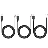 Greluma 3 Stück 2 m USB-Schweineschwanz, 2-adriges USB 2.0-Kabel, 22 AWG, offenes Ende mit blankem Draht, 2 m USB-Stecker, 12 V, 3 A