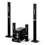 auna Areal 825 5.1 Soundsystem Kabellos mit Bluetooth, 100-W-Subwoofer und RGB-Beleuchtung - USB-/SD-Anschlüsse, AUX und Optischer Eingang, Heimkino-Lautsprecher mit Fernbedienung