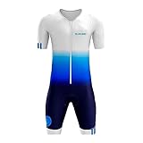 Triathlon Anzug Herren Herren Radsportanzug gepolstert einteilig Trisuit Bike Top Short Trisuit Einteiler für Wettkampf Mit 9D-Kissen Run, Cycle, Swim (TYP-3,L)