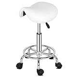 TactFire Sattelhocker Rollhocker Arbeitshocker Drehhocker Höhenverstellbar 360° Drehbar Bürohocker Drehhocker für Büro Salon Massage Spa (Weiss)