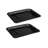 Zenker 9339750 Backblech 2er Set, Pizzablech, Backblech für Ofen, Backblech, Keks, Pizza, Gebäck, Backblech, Backblech, Pizzablech, Stahl, Schwarz, 35-52 x 32 x 3 cm