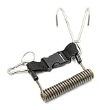 Scubas Tauchen Riffhaken Edelstahl Doppel Reef Haken Tauchhaken mit Spiralspule Lanyard & Schnellverschluss Schnalle Federseil Riff Doppelhaken Anti-Verloren Riffhaken
