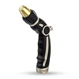 RESTMO Garten Handbrause, Heavy Duty Hochdruck Gartenbrause, Metall Messing Spritzdüse, Garten Spritzpistolen Bewässerungspistole für Autowäsche Garten Bewässerung, Daumensteuerung, 4 Funktionen
