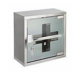 Posten Anker Design Medizinschrank I Arzneischrank I Hausapotheke I Medizin Arzneimittel Schrank I Edelstahl I abschließbar I Silber I 25 x 25 cm