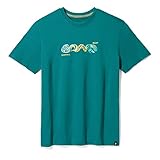 Smartwool Trickster Company Kurzarm-T-Shirt aus Merinowolle für Damen und Herren (normale Passform) – Sockeye Season Graphic, Smaragdrün, XL