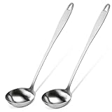 Suppenkelle aus hochwertigem Edelstahl – Zum Servieren und Schöpfen von Suppen und Eintöpfen, Edelstahl teilmattiert, spülmaschinengeeignet, Saucen-/ Schöpflöffel, Schöpfkelle, 2 Stück