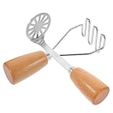 Sosoport 2 Stück Teiliges Kartoffelstampfer aus mit Ergonomischem Holzgriff Vielseitiger Gemüsestampfer für Kartoffelpüree Babynahrung und Gemüse Rostfrei Langlebig Einfach zu Reinigen