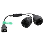 HangTon UPS USV PDU Stromkabel IEC320 C14 auf 2X Euro Schuko Steckdose CEE7/3 10A Y-Splitter Verlängerungskabel 24'