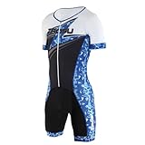 ZAOSU Herren Aerosuit Full Zip Camo - Trisuit Einteiler | Premium Compression Triathlonanzug mit komfortablem Verschlusssystem, Radpolster und hoher Kompression für Lange Distanzen, Größe:L