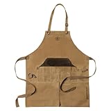 Sallys Gartenschürze aus wasserabweisenem gewachstem Canvas-Stoff,größenverstellbar, Reißverschluss im Schritt, viele Taschen, 100% Baumwolle