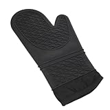 VANZACK Silikon Ofenhandschuh Hitzebeständig Mikrowellenhandschuh Anti verbrühung Backhandschuh Isolierhandschuh Schwarz Für Backen Kochen Grillen Und Haushalt