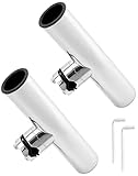 QWORK® 2 Stück Angelrutenhalter 360° Drehbar - Edelstahl 304 - Klemmung auf 19~25 mm Schienen - für das Angeln auf Booten und Yachten
