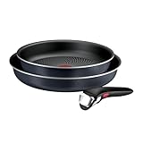 Tefal Ingenio Enjoy 3-teiliges Pfannenset abnehmbarer Griff, 24/28 cm, stapelbar, platzsparend, Pfannenset Induktion mit Antihaftversiegelung, einfache Handhabung und Reinigung, L72390
