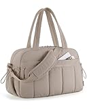 BAGSMART Puffer Reisetasche, Sporttasche Damen 24L Weekender Wickeltasche Wasserabweisend Travel Bag Handgepäck Gym Bag Kliniktasche Geburt Krankenhaustasche Mit PVC Nasse Tasche Für Fitness, Kamel