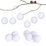 13 weiße Pappmaché Weihnachtskugeln Set 1
