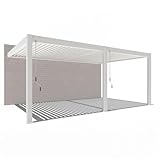 Weide Deluxe Plus | Wand Pergola | Voll Aluminium | 4 x 6 m | Terassenüberdachung | verstellbar Gartenpavillon Hardtop wasserdicht stabil | LED-Beleuchtung | motorisiertes Lamellendach Weiß