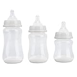 Babyflasche, Sicher, 3-teilig, Stark, 180, 240, 300 Ml, Weiche Babyflaschen-Set für Neugeborene (Weiß)