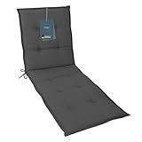 LILENO HOME Sonnenliege Auflage als [1er Set - Rollliege] in Uni Anthrazit (Tami) - Gartenliegen Auflage perfekt für Strandliege - Polster Auflage für Gartenliege (188x60x5cm)