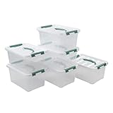 Ikando Kunststoff Aufbewahrungsbox Plastikkiste mit Deckel für Erste-Hilfe-Haushalt den Außenbereich, Transparent, 6 Stück