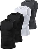 HOPLYNN 4er Pack Kompressionsshirt Herren Tank Tops Sport Ärmelloses Funktionsunterhemd Laufshirt für Training Gym 2Schwarz Grau Weiß L