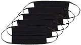 Oscar Apparels Wiederverwendbare Stoffmaske, 100% BCI Baumwolle mit elastischer Schlaufe, Schwarz, Erwachsene (5er Pack)