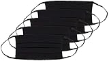 Oscar Apparels Wiederverwendbare Stoffmaske, 100% BCI Baumwolle mit elastischer Schlaufe, Schwarz, Erwachsene (5er Pack)