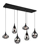 Trio Leuchten Pendelleuchte Lumina 317000632, Metall Schwarz matt, Glas chrom bedampft, exkl. 6x E14