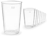 100x Mehrwegbecher 500ml, Plastikbecher aus bruchsicherem Kunststoff, Plastik Trinkbecher für Party und Event