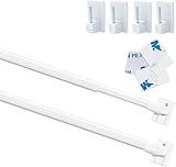 2Stück Vitragestangen mit Selbstklebehaken Ausziehbar Bistrogardinenstangen, Gardinenstange für Fenster Küche DIY-Projekte 30-50CM
