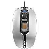 CHERRY MC 4900, kabelgebundene Maus, Logon per Fingerabdruck, integrierter Fingerprintleser, optischer Sensor, 3 Tasten Maus, silber-schwarz