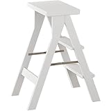 Klappbarer Bibliotheksleiter aus Holz, wandelbarer Klapphocker, tragbare Trittleiter für Erwachsene, max. Gewicht 100 kg