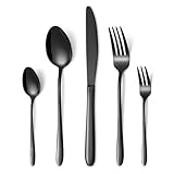 HONKKU Besteck Set Schwarz, 30 Teilig Edelstahl Besteckset...