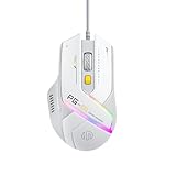 Uineer Gaming Maus mit Kabel, Optische USB-Maus，12800 DPI einstellbar, 6 programmierbare Tasten, 12 RGB-Atmungsmäuse, ergonomische PC-Gaming-Maus, für PC, Laptop und Desktop (Weiß)