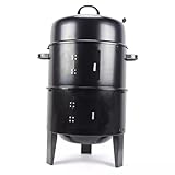 84CM Räucherofen Räucherschrank Räuchertonne Grill Ofen Smoker mit Thermometer, Räucherschrank groß, Smoker mit Thermometer